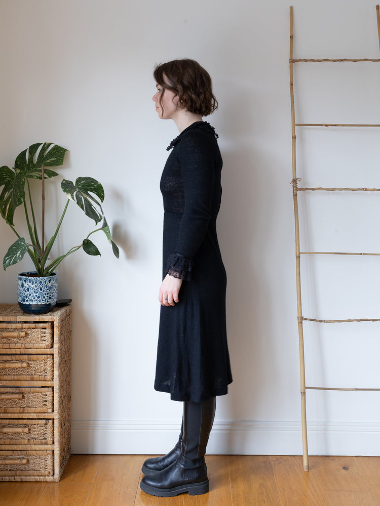 Black Knitted Midi Dress - S