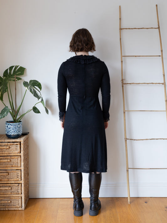 Black Knitted Midi Dress - S