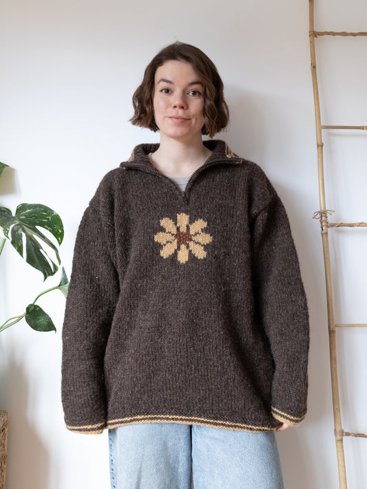 Pachamama 1/4 Zip Daisy Jumper - XL