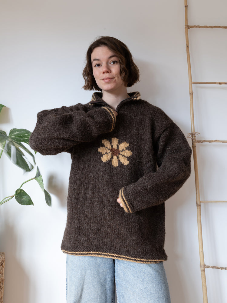 Pachamama 1/4 Zip Daisy Jumper - XL