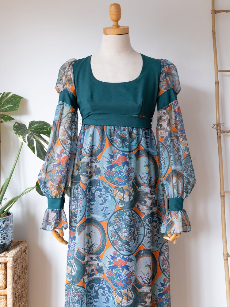Bird Patterned Maxi Dress - XS