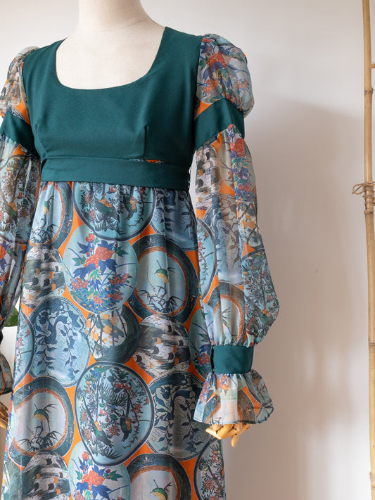 Bird Patterned Maxi Dress - XS