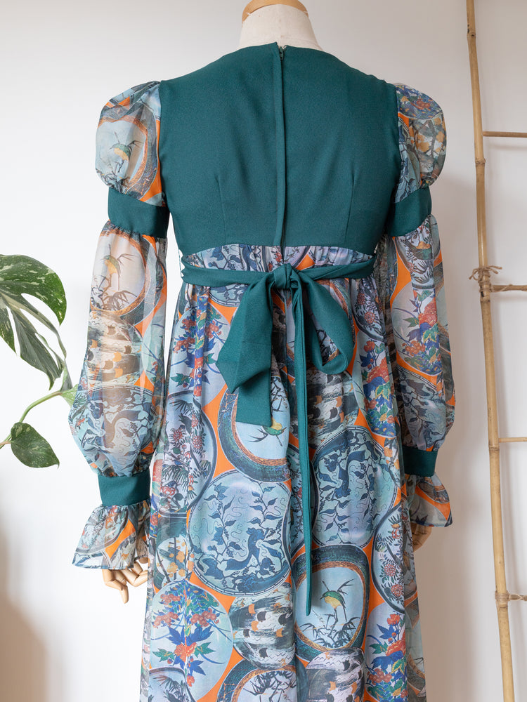 Bird Patterned Maxi Dress - XS