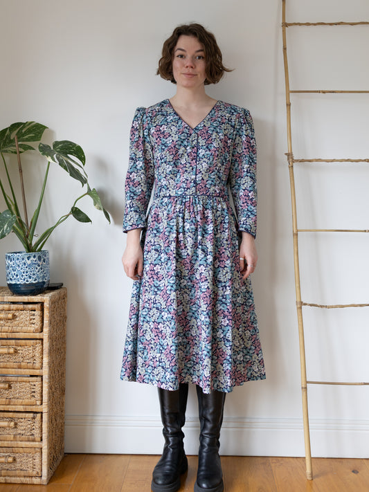 Floral Cotton Puff Sleeve Dress - M