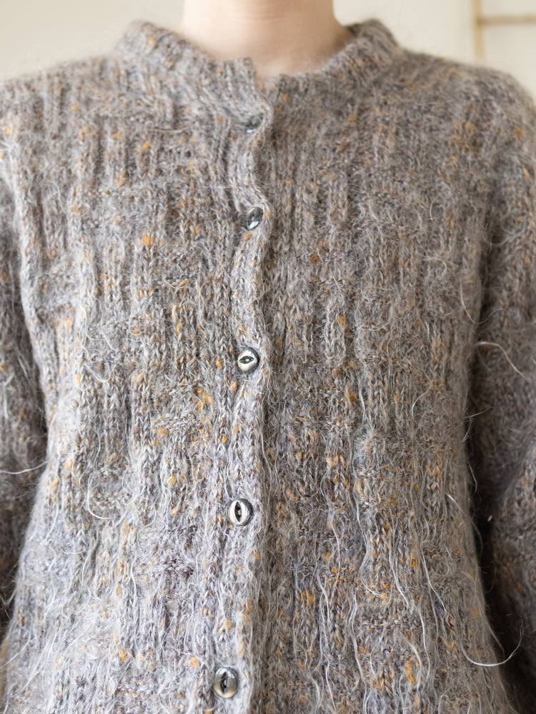 Beige Fluffy Mohair Cardigan - XL