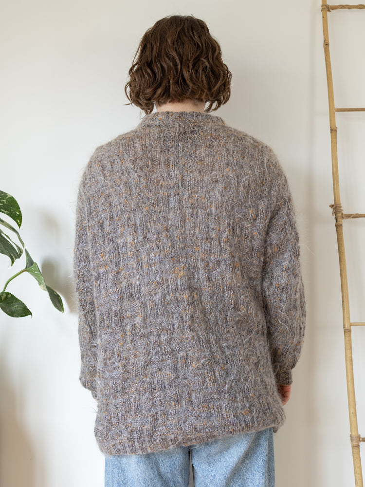 Beige Fluffy Mohair Cardigan - XL