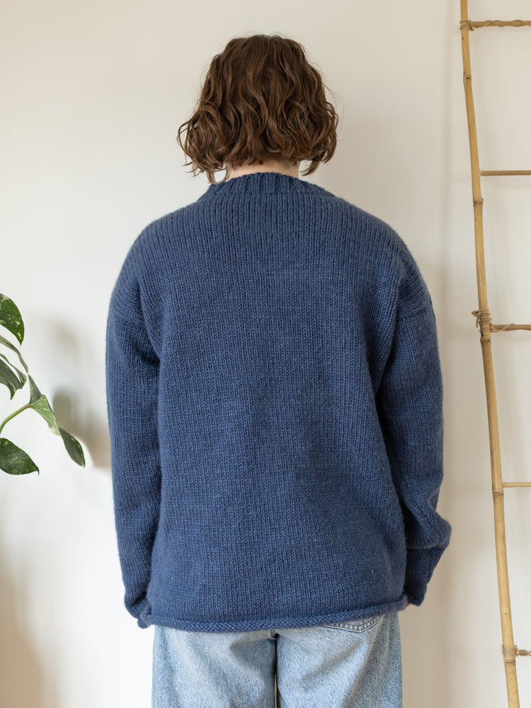 Navy Chunky Wool Sheep Jumper - XL