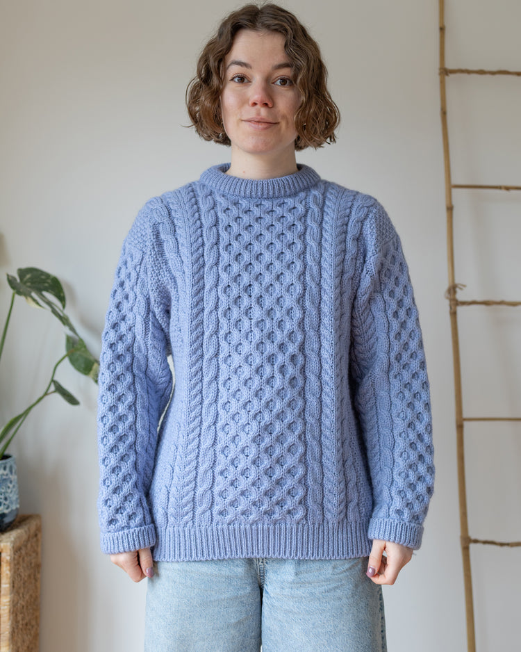 Cornflower Blue Aran Jumper - M