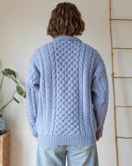 Cornflower Blue Aran Jumper - M