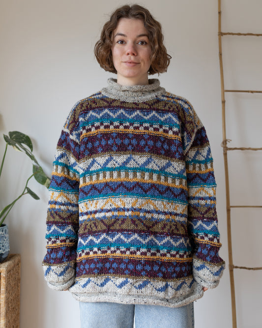 Funky Patterned Colourful Jumper - XL