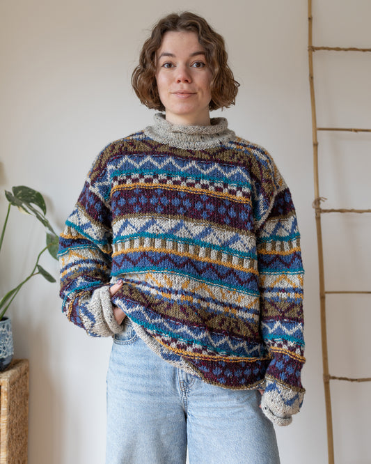 Funky Patterned Colourful Jumper - XL