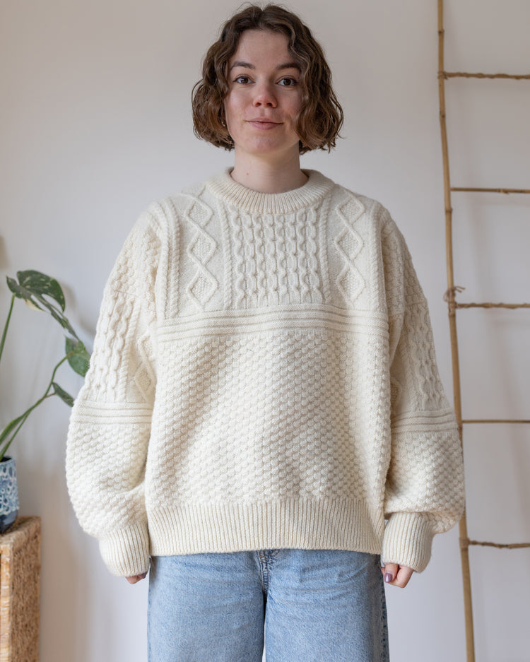 Aran Balloon Sleeve Jumper - XL