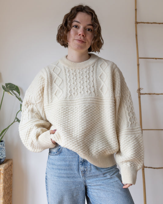 Aran Balloon Sleeve Jumper - XL