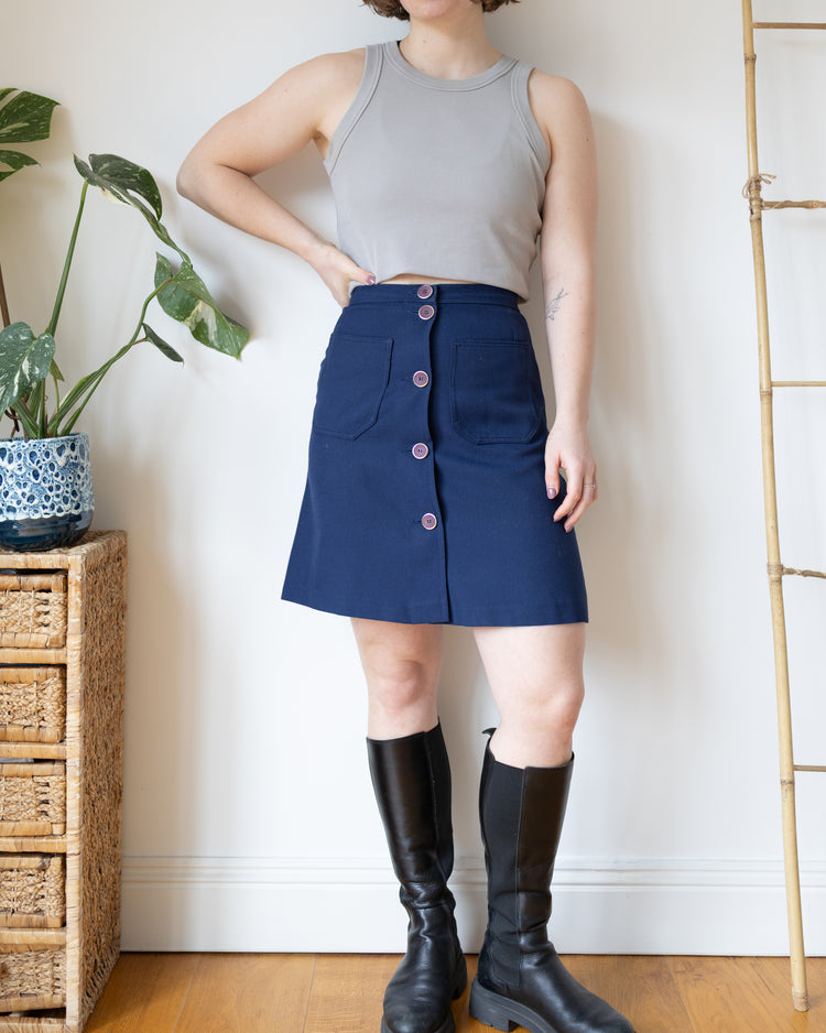 Contrast Stitch Mini Skirt - 26"
