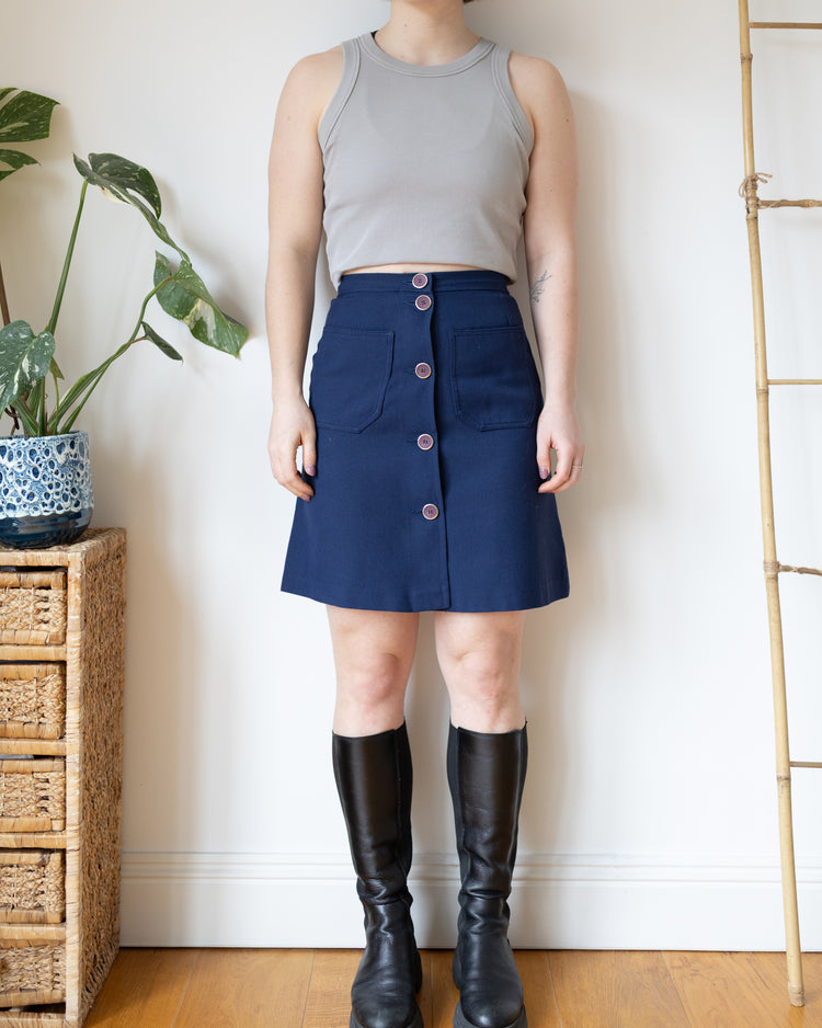 Contrast Stitch Mini Skirt - 26"