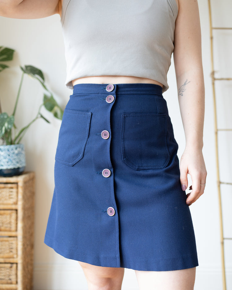Contrast Stitch Mini Skirt - 26"