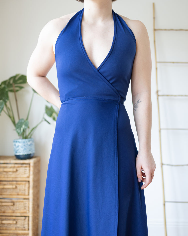 Navy Halterneck Maxi Dress - XS
