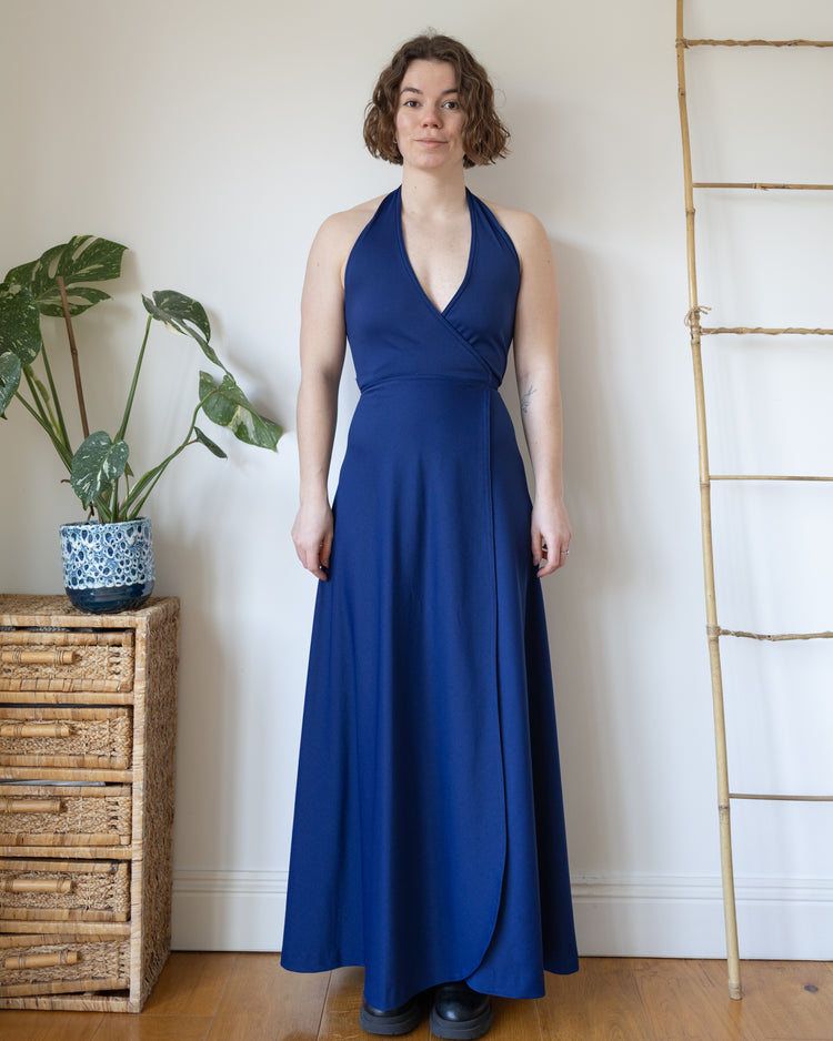 Navy Halterneck Maxi Dress - XS