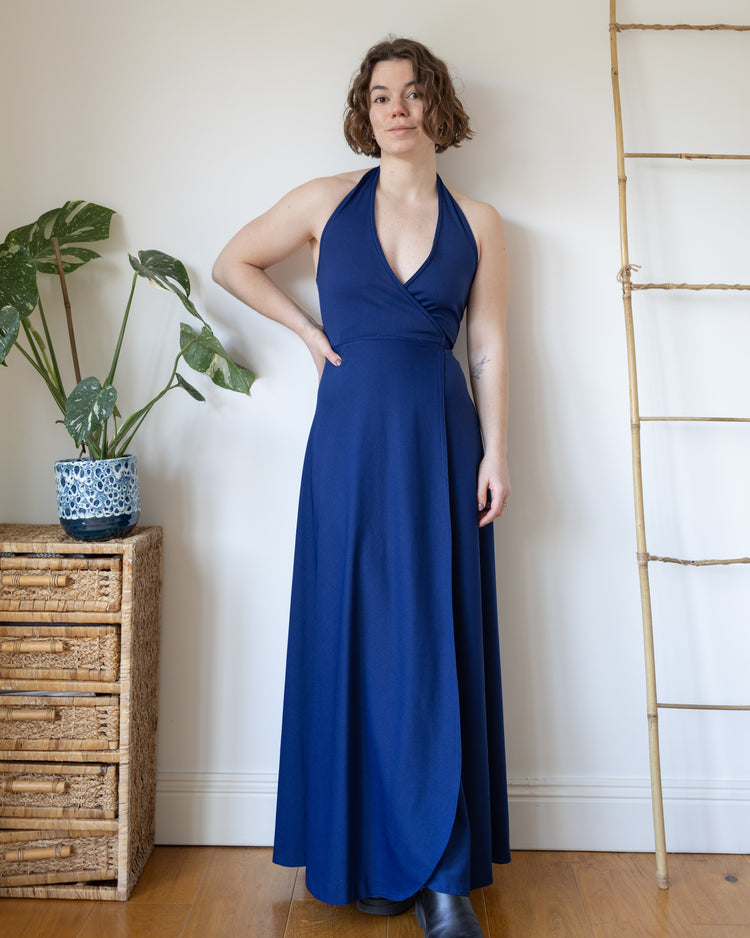 Navy Halterneck Maxi Dress - XS