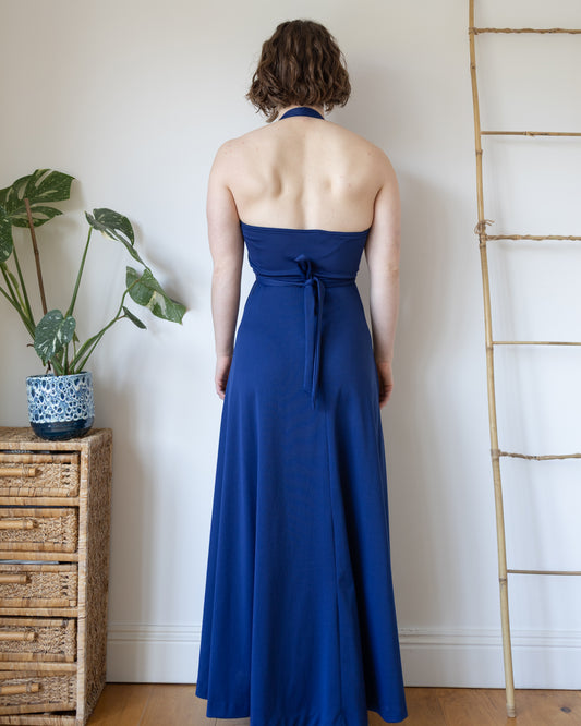 Navy Halterneck Maxi Dress - XS