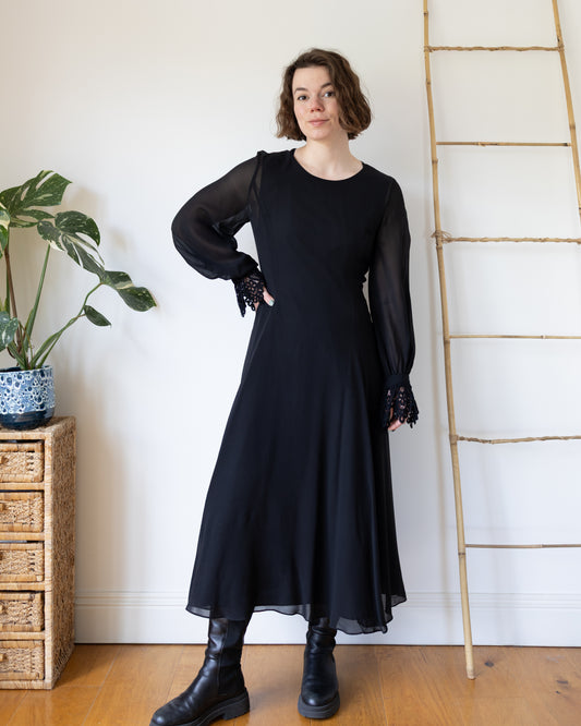 Laura Ashley Chiffon Silk Dress - M
