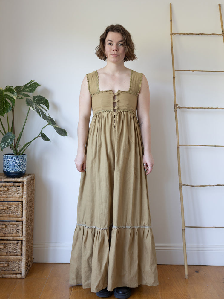 Sand Brown Button Up Dress - S