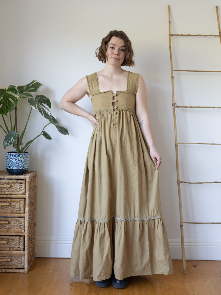 Sand Brown Button Up Dress - S