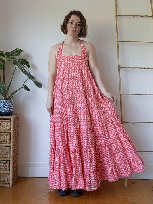 Laura Ashley Halterneck Tiered Dress - XS