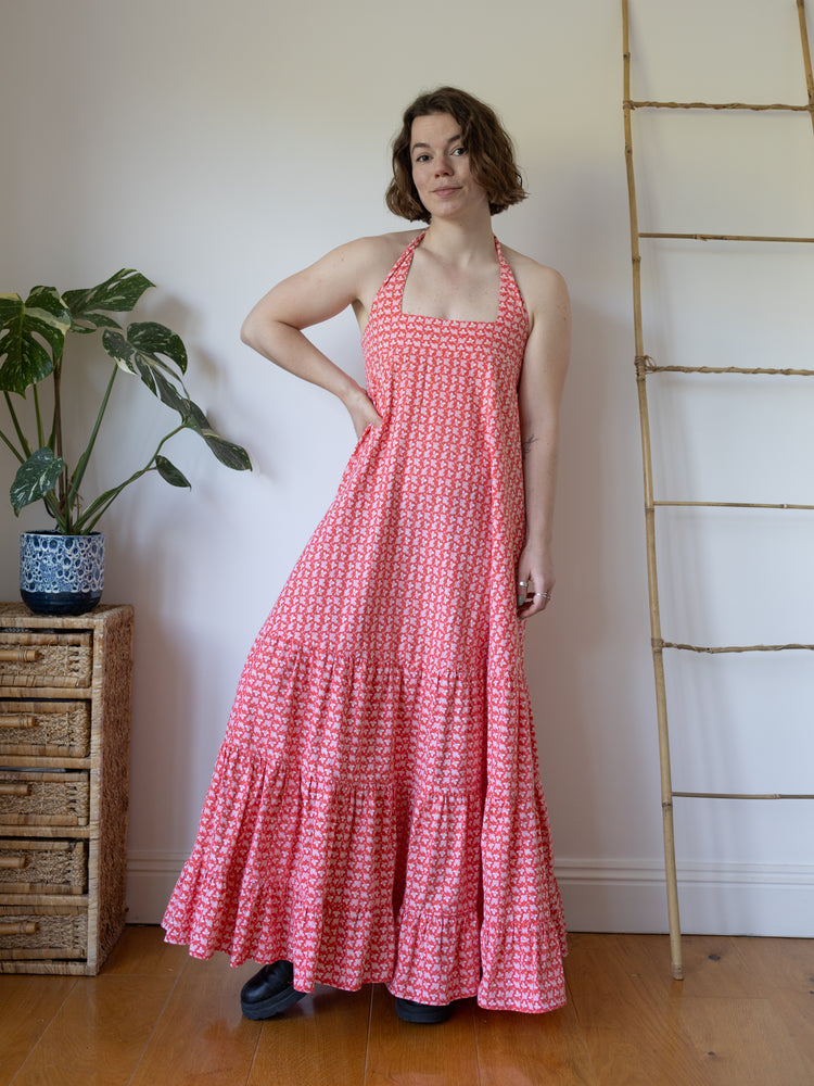 Laura Ashley Halterneck Tiered Dress - XS