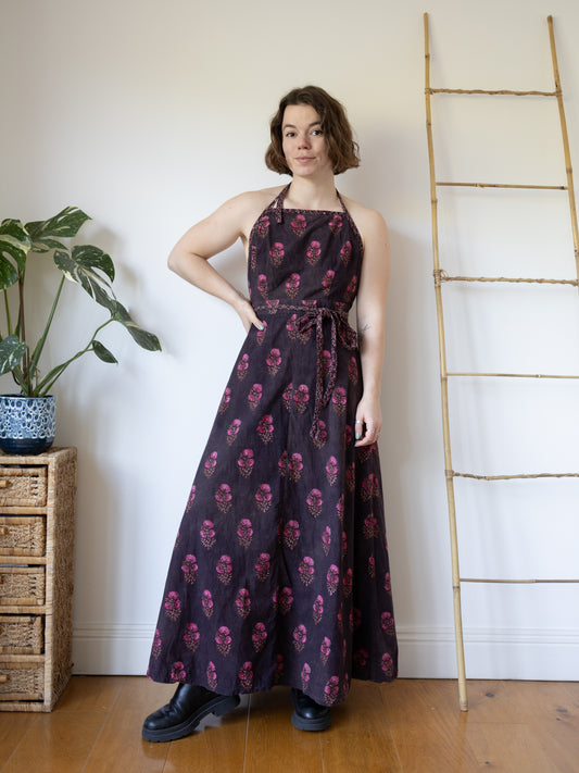 Anokhi Blockprint Halterneck Wrap Dress - S/M/L