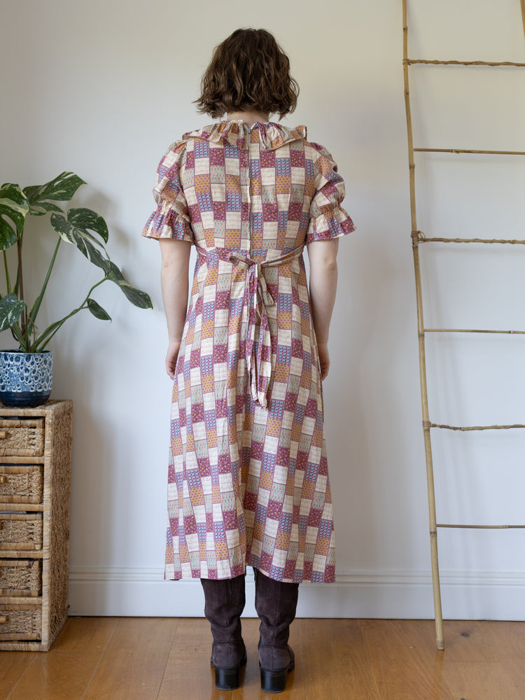 Cotton Patchwork Patterned Dress - M