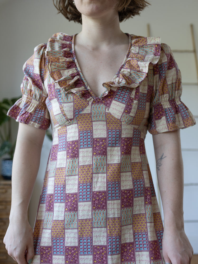 Cotton Patchwork Patterned Dress - M