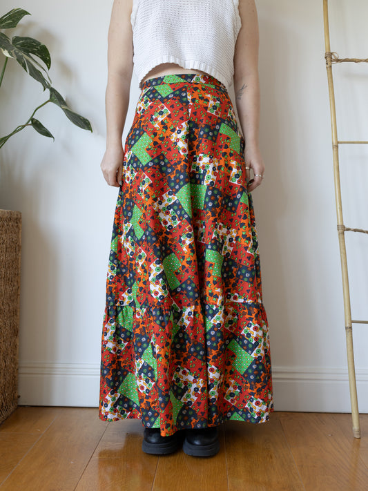 Colourful Floral Patchwork Maxi Skirt - 28"