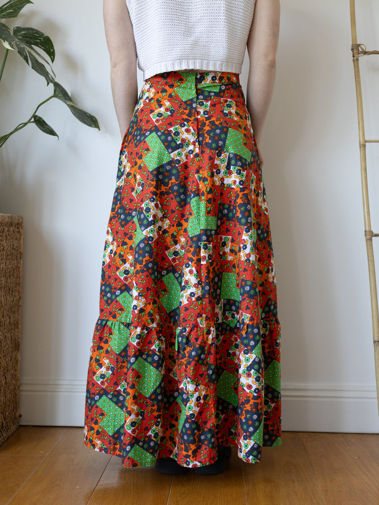Colourful Floral Patchwork Maxi Skirt - 28"