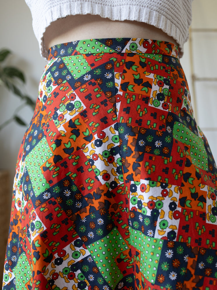 Colourful Floral Patchwork Maxi Skirt - 28"