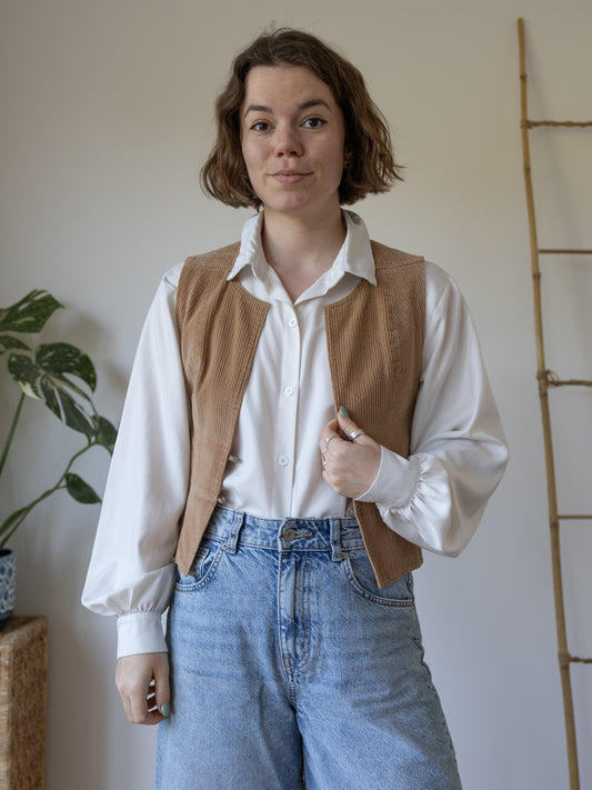 Sand Brown Cord Vest - XS
