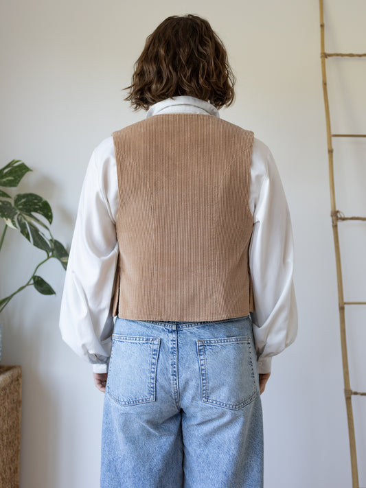 Sand Brown Cord Vest - XS