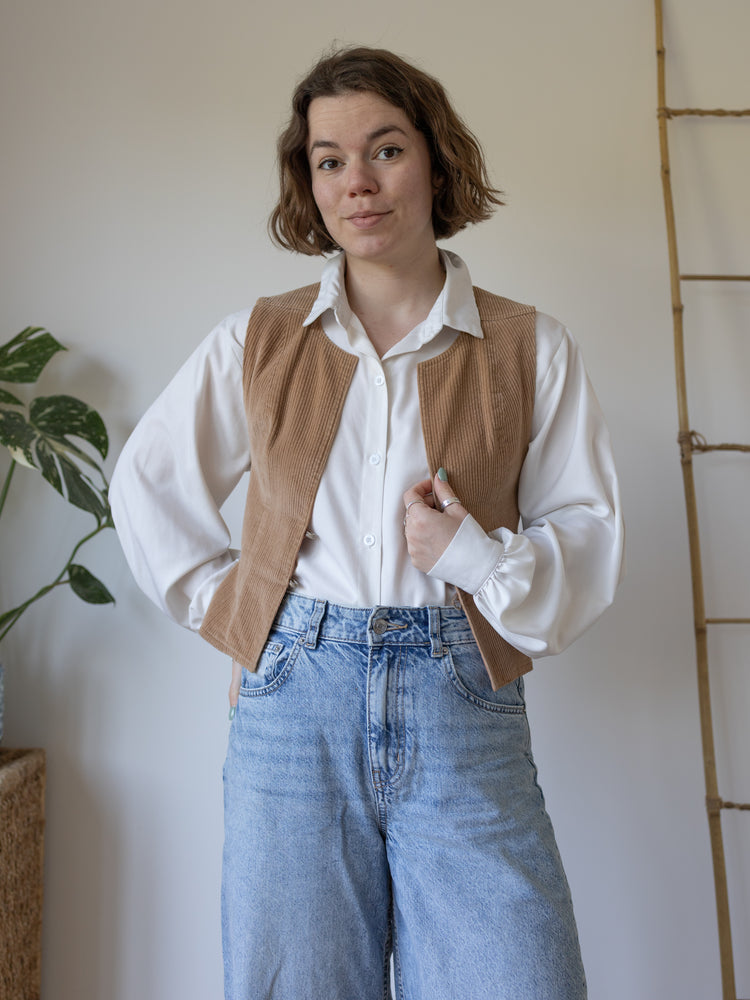 Sand Brown Cord Vest - XS