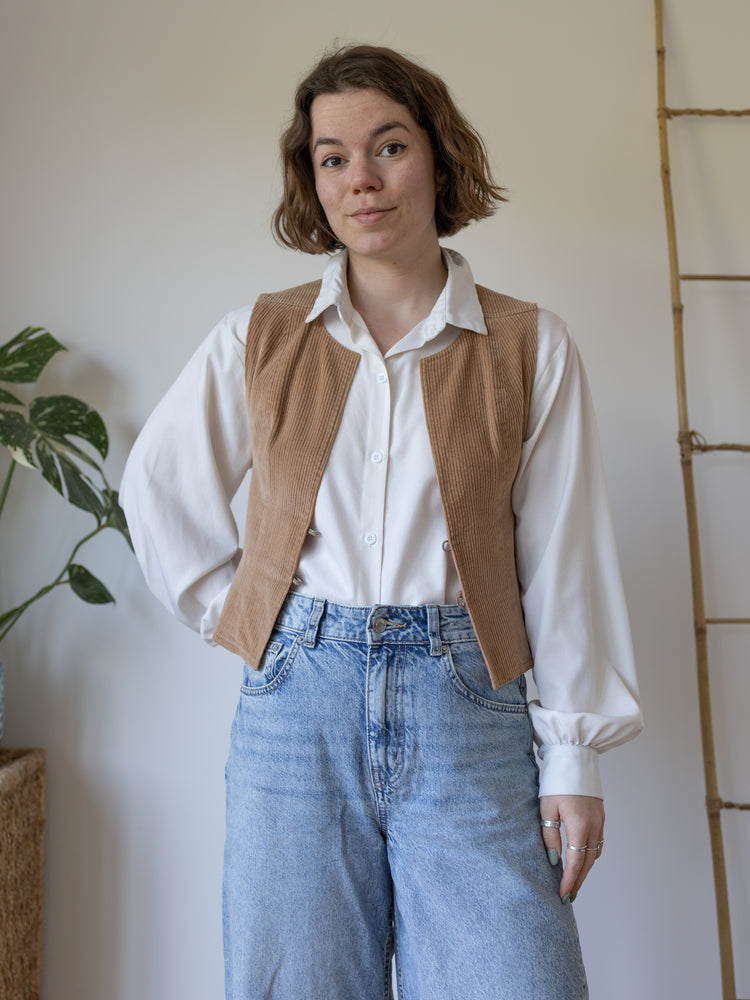 Sand Brown Cord Vest - XS