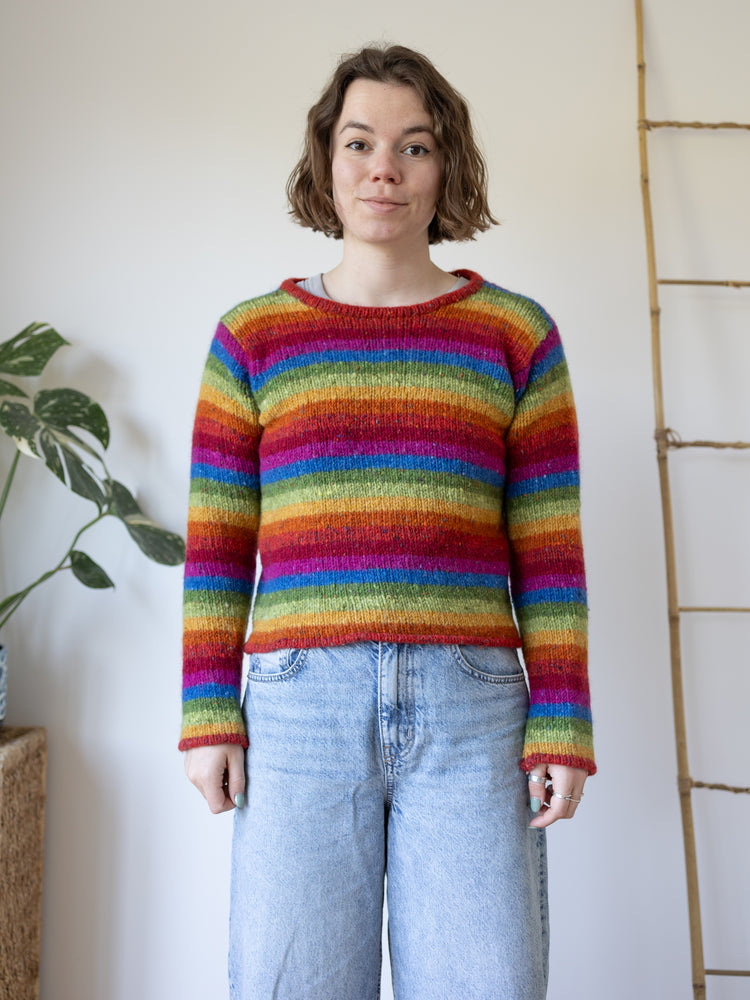 Rainbow Striped Mottled Jumper - S