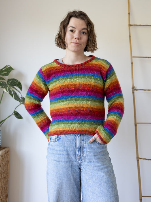 Rainbow Striped Mottled Jumper - S