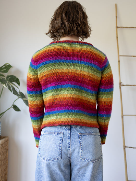 Rainbow Striped Mottled Jumper - S