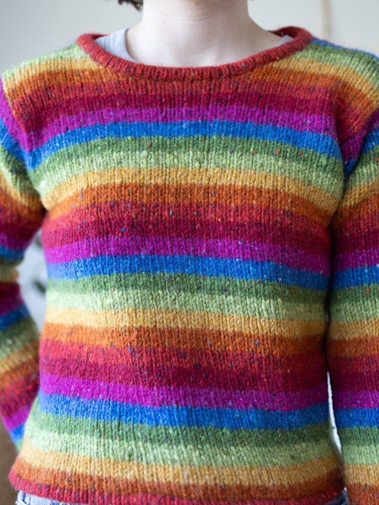 Rainbow Striped Mottled Jumper - S