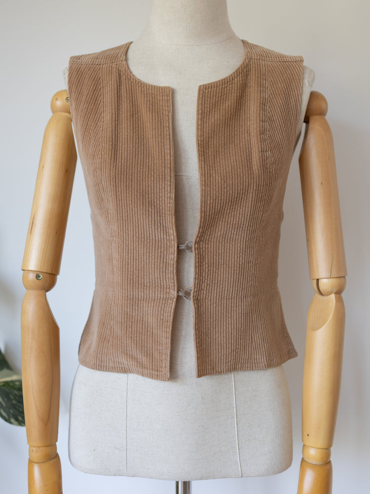 Sand Brown Cord Vest - XS