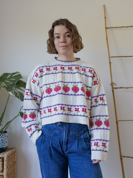 Cropped Strawberry Jumper - L