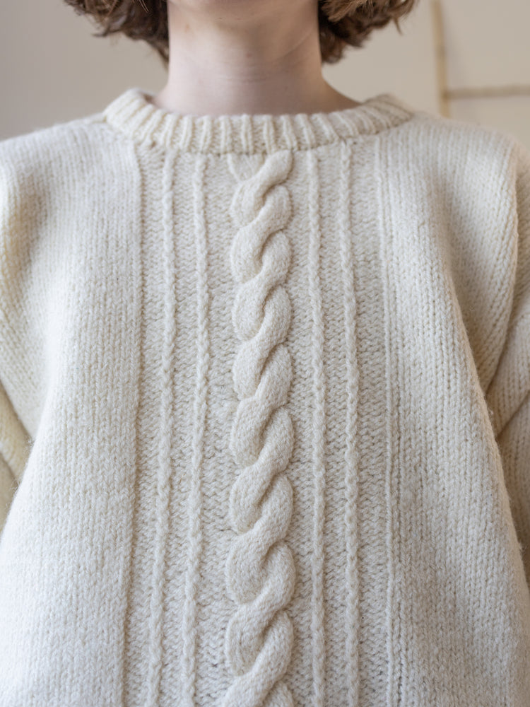 Cable Knit Wool Jumper - M