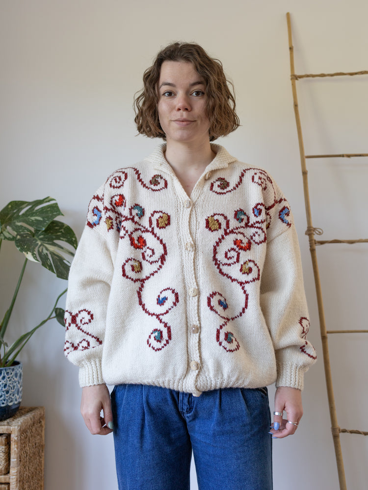 Peacock Patterned Cardigan - XL