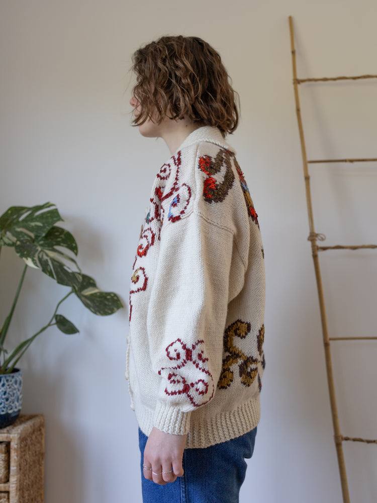 Peacock Patterned Cardigan - XL