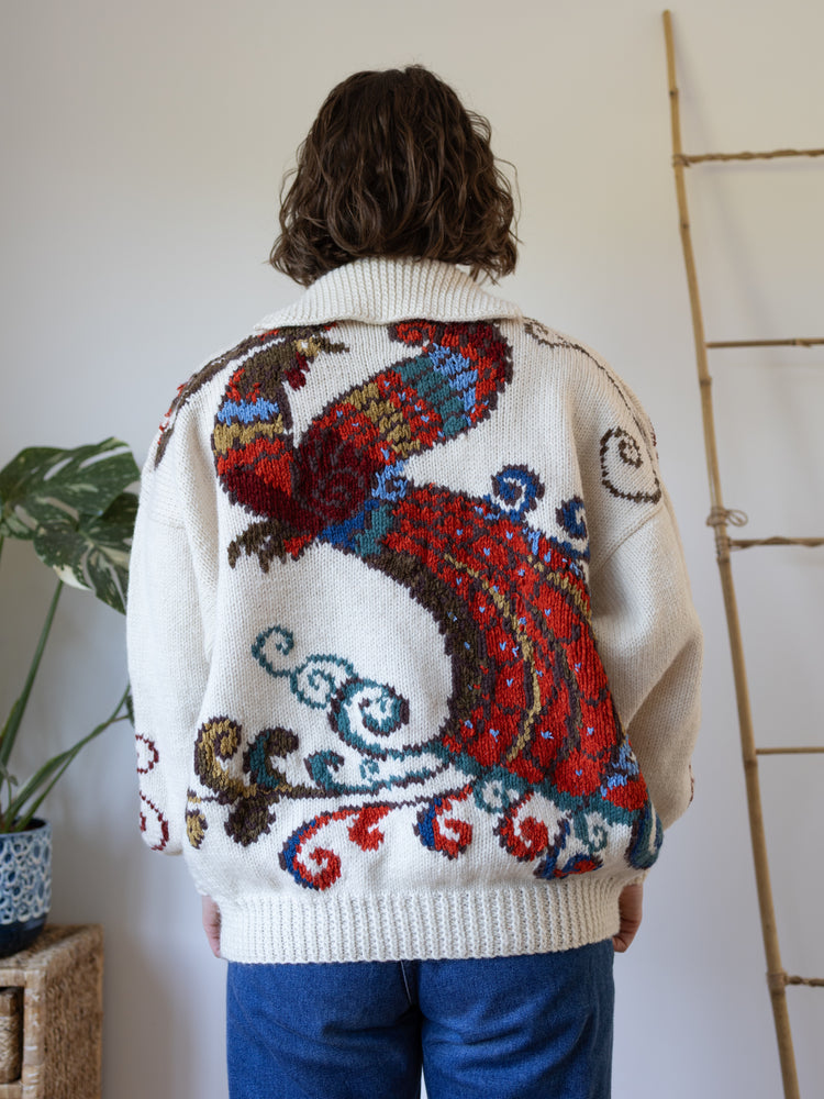 Peacock Patterned Cardigan - XL