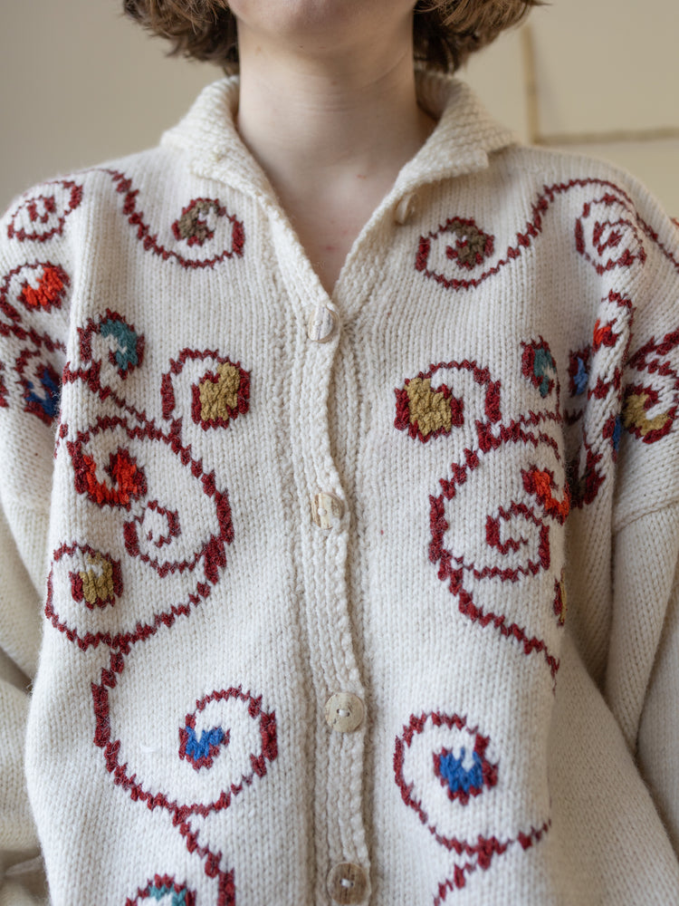 Peacock Patterned Cardigan - XL